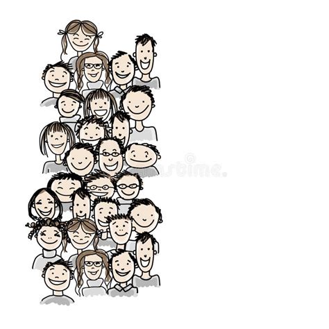 Group of People, Sketch for Your Design Stock Vector - Illustration of ...