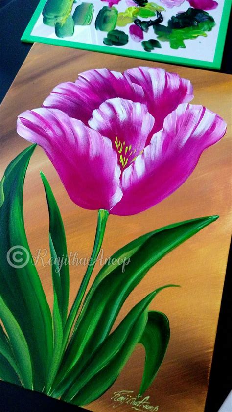 Vibrant Tulip Acrylic Painting