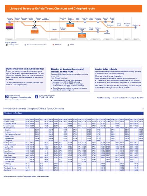 Liverpool Street Enfield Cheshunt London Overground Timetable | PDF