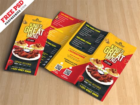 Restaurant Tri-Fold Brochure Menu PSD on Behance