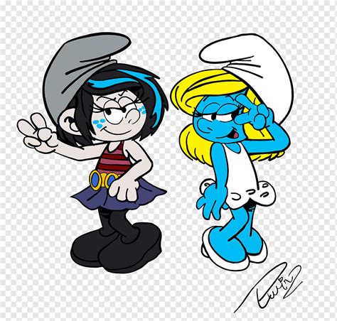 El smurfette grouchy smurf vexy bebé pitufo, pitufos, dibujos animados ...