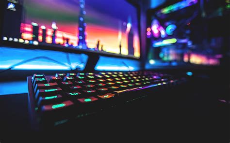 3840x2160px | free download | HD wallpaper: neon, keyboards, computer ...