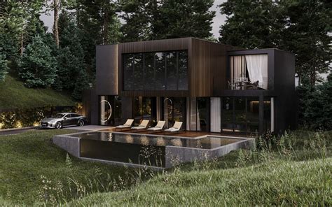 Black house in the woods, United States|Villa