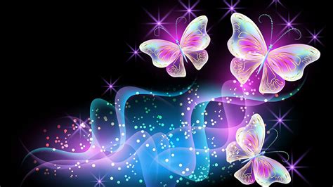 Pink Butterflies In Glittering Background HD Pink Butterfly Wallpapers ...