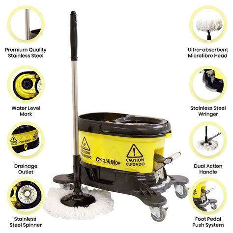 Cyclomop Heavy Duty Commercial & industrial Spin Mop and Bucket set ...