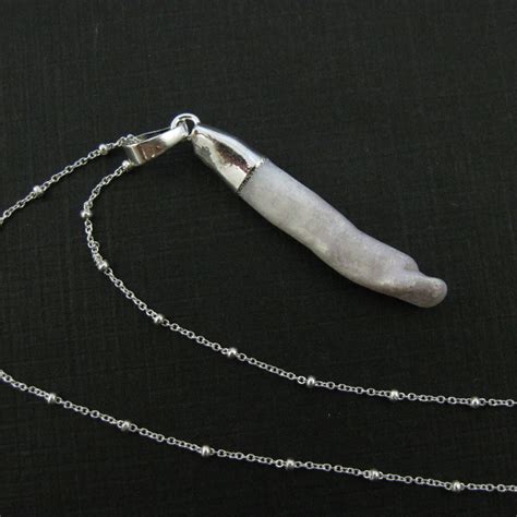 Mother of Pearl Necklace - Natural Mother of Pearl Elongated Pendant ...