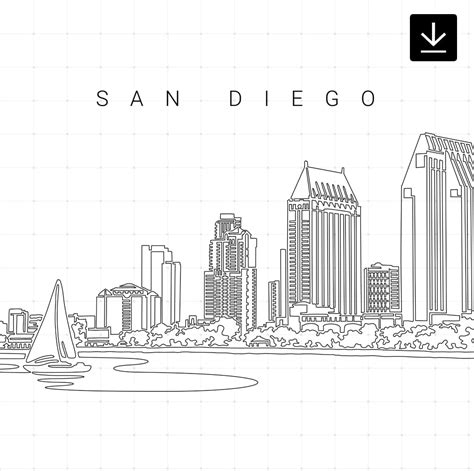 San Diego Skyline Vector Art - Digital Download - EverLineArt