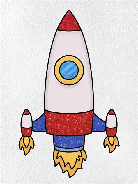 Rocket Ship Drawing (easy) - HelloArtsy