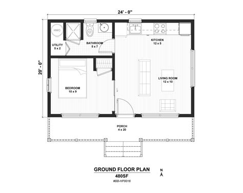 16' X 24' Aspen Cabin Architectural Plans Small 385SF Budget House ...