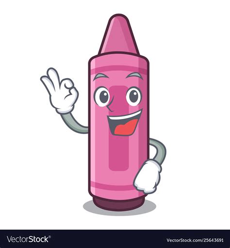 Okay pink crayons in cartoon school bag Royalty Free Vector