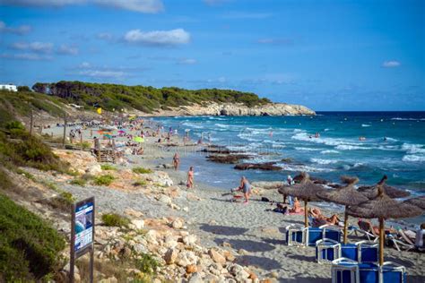 Santo Tomas Beach and Mediterranean Sea in Menorca, Spain, September ...