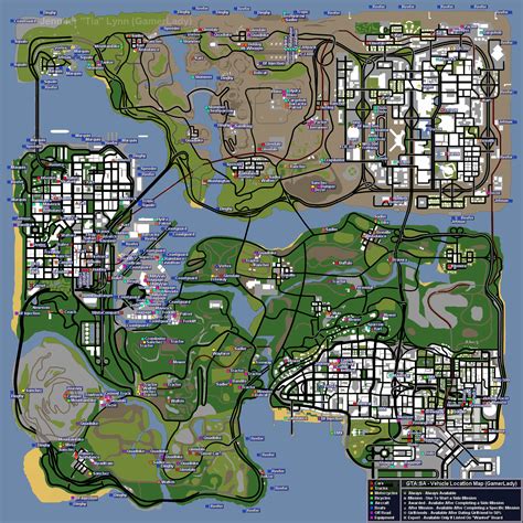 Grand Theft Auto: San Andreas Vehicle Location Map Map for PlayStation ...