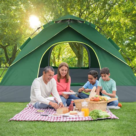 BATTOP 4 Person Tent for Family Camping Instant Pop Up Tents 4 Seasons ...