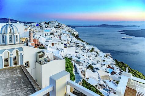 Pastel Santorini Caldera View at Sunset - Santorini, Greece Photograph ...