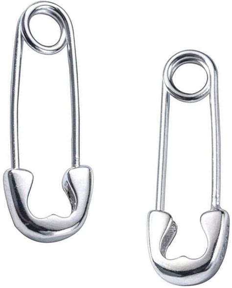 Sterling Silver Safety Pin Earrings Punk Geometric Earring for Women ...