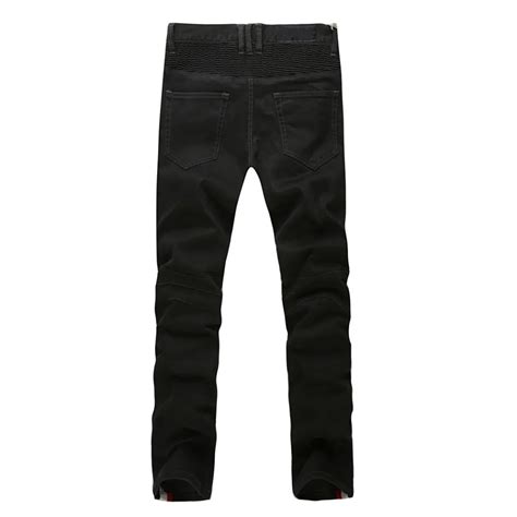 Pleated Black Denim Jeans 2015 Men Fashion Brand Slim Straight Jeans ...