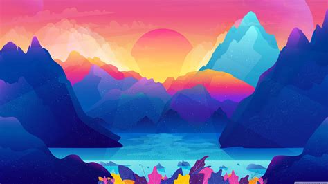 Colorful Landscape Illustration Wallpaper Keren, Free Wallpaper ...