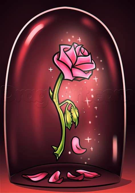 Beauty and The Beast Rose Drawing, Step by Step, Disney Characters ...