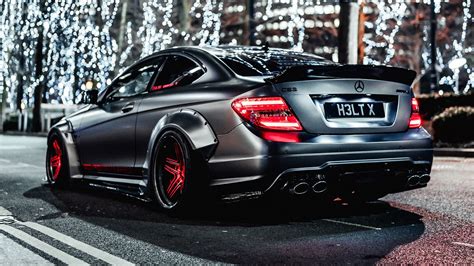 Wallpaper street mercedes-benz c63 amg gray christmas mercedes car ...