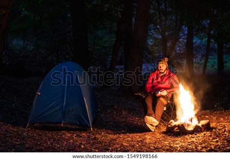 Camping Nature Alone Man Sitting On Stock Photo (Edit Now) 1549198166