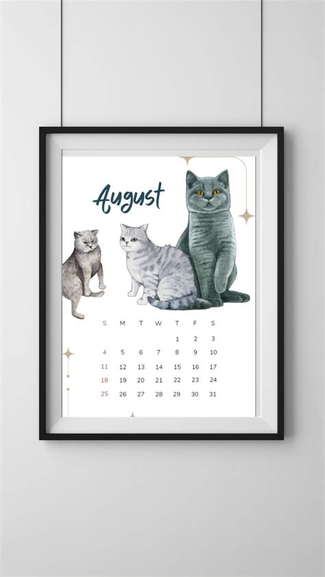 2024 Cat Calendar printable/digital. Featuring 3 Cute Cats - Etsy