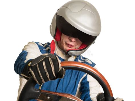 Race Car Driver in the Helmet while Driving. Stock Photo - Image of ...