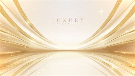 Luxury cream color background with golden line elements and curve light ...