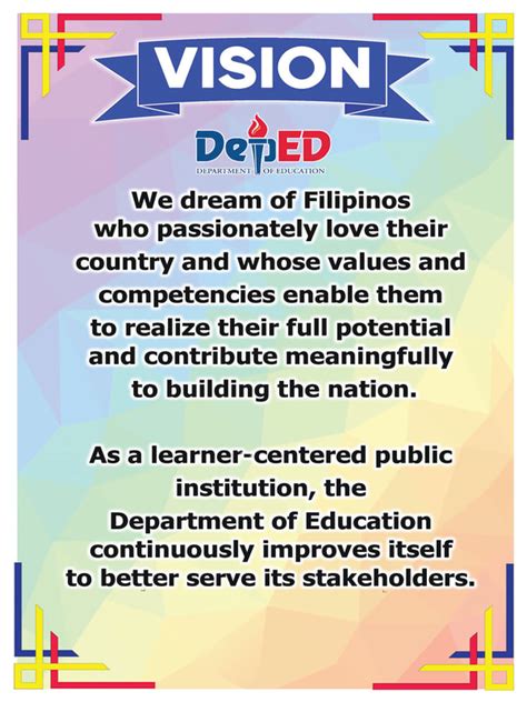 Deped Vision Mission Core Values Poster – Babalan Wedung