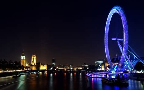 London, London Eye, Ferris Wheel, Big Ben, Lights, Night, River Thames ...