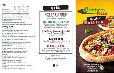 Menu at Brothers Pizza restaurant, Peterborough