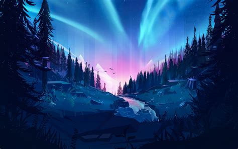 Auroral Forest 4K wallpaper | Anime scenery wallpaper, Art wallpaper ...