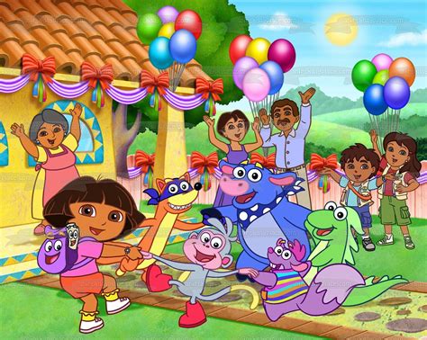 Dora and Frienda Party Boots Backpack Map Diego Swiper Tico Alicia Isa ...