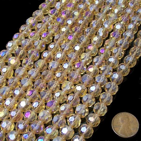 1 Strand of 10mm Glass Crystal Rounds - Gold AB