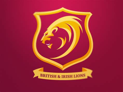 the british and irish lions logo is shown on a red background with gold ...