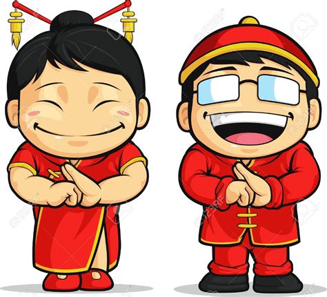 Cartoon Of Chinese Boy & Girl Royalty Free Cliparts, Vectors, And ...