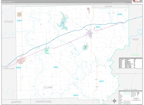 Clark County, IL Wall Map Premium Style by MarketMAPS