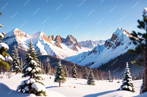 Premium Photo | A snowy mountain landscape with a snowy mountain in the ...