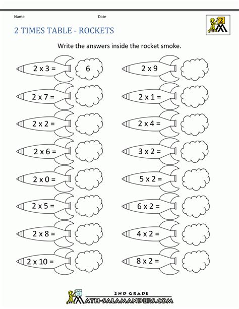 X2 Tables Worksheet - Free Printable