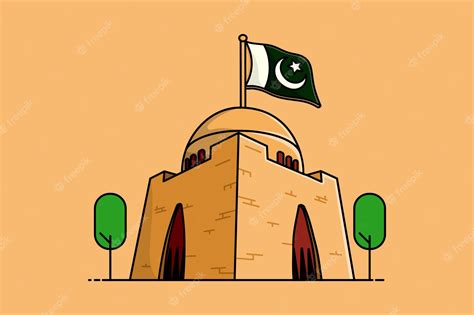 Premium Vector | Mazar e Quaid vector illustration. Pakistan national flag.