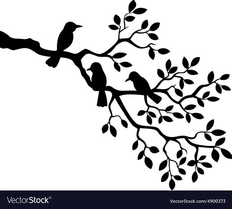 Tree silhouette with bird Royalty Free Vector Image