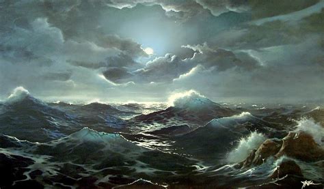 Stormy Night at Sea Painting by James R Hahn | Pixels