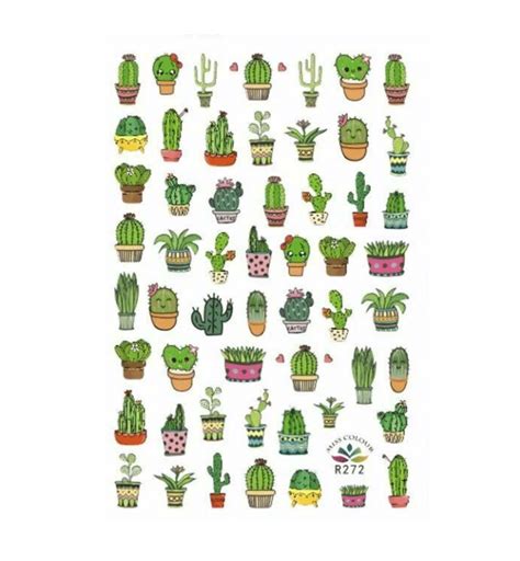 Cactus Print Nail Art Stickers (1 Sheet) | Prickle My Fancy