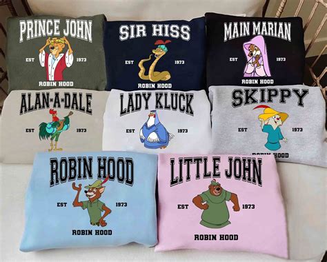 Custom Disney Robin Hood All Characters Shirt, Lady Marian Prince John ...