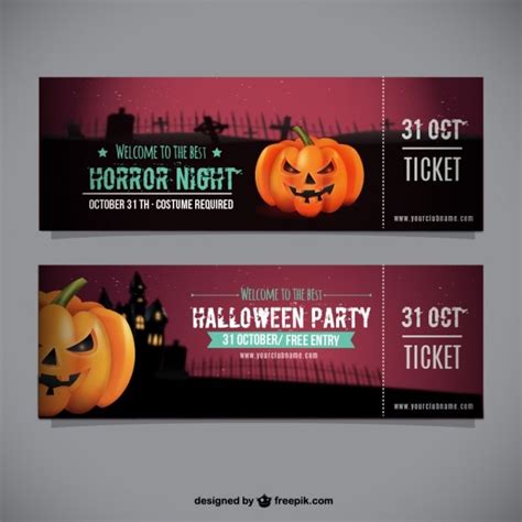 Free Vector | Halloween party ticket template