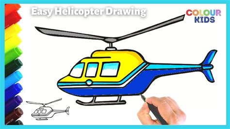 Easy Helicopter Drawing and Coloring | How to Draw a Helicopter | Step ...