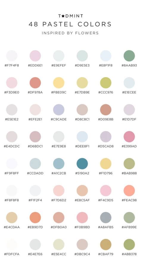 48 Pastel Colors Inspired by Flowers — TADMINT — Design Resource and ...