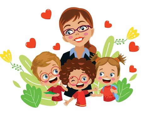 teacher and cute kids teachers day 14830155 Vector Art at Vecteezy