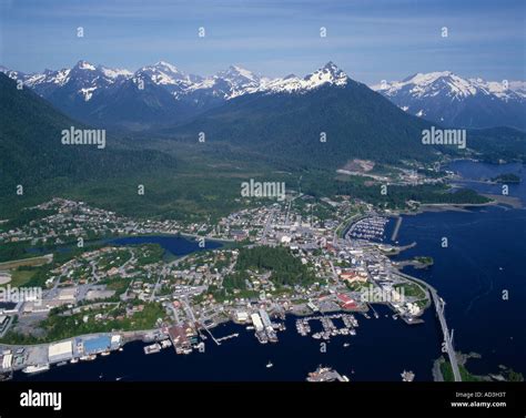 Aerial of Sitka, Baranof Island, Southeast Alaska USA 1999 Stock Photo ...