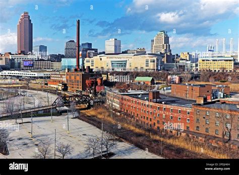 Skyline of downtown Cleveland, Ohio, USA on February 23, 2023 Stock ...