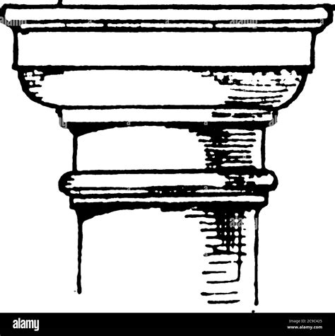 Capital of a Tuscan column, vintage line drawing or engraving ...